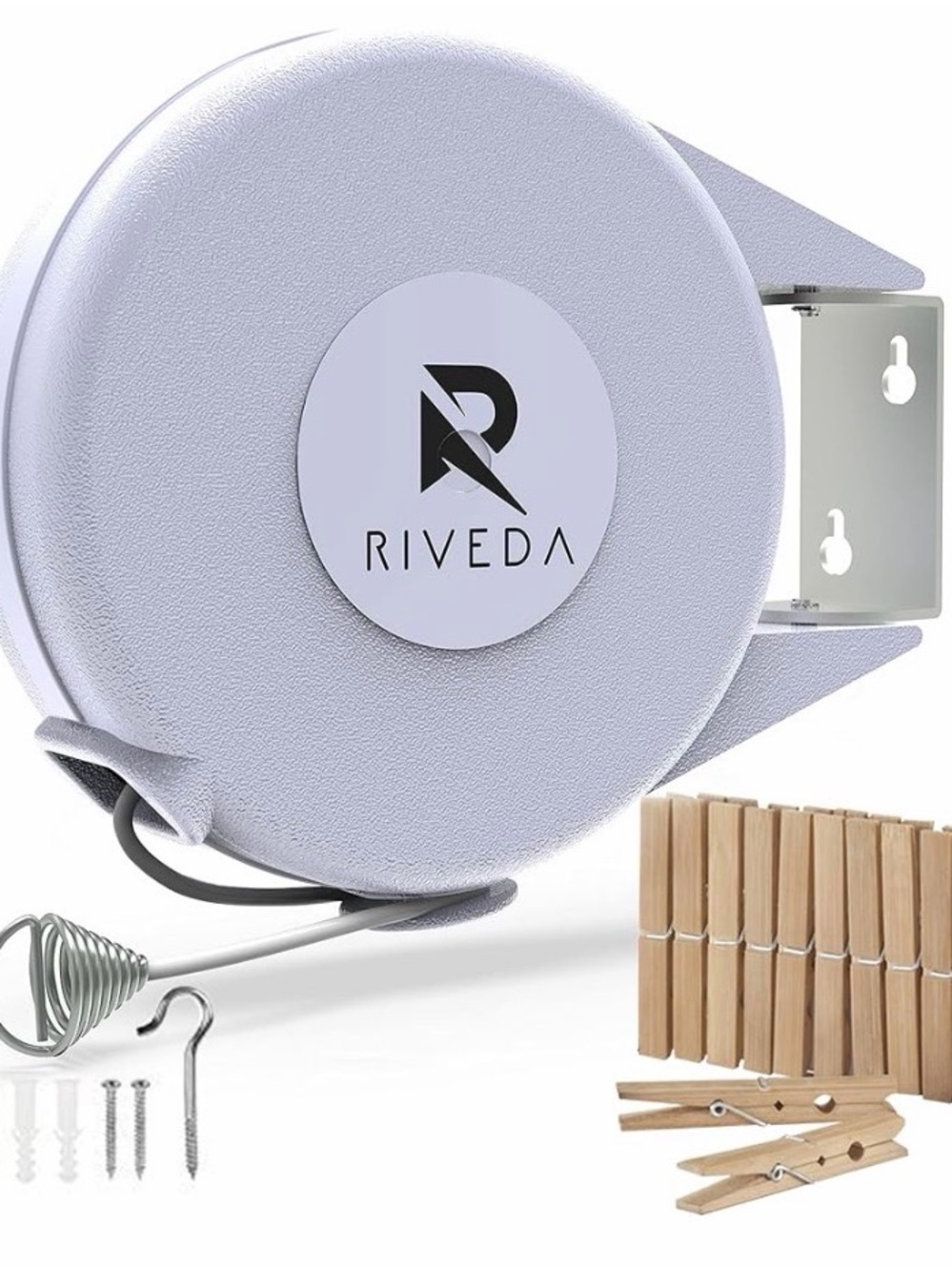 Riveda  Light Gray Retractable Clothesline Reel 45 Feet NIB